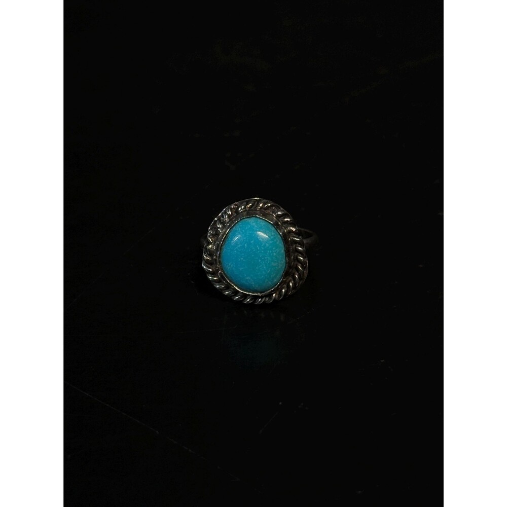 Vintage Native American Sterling Silver Turquoise Ring Size 4 Unmarked